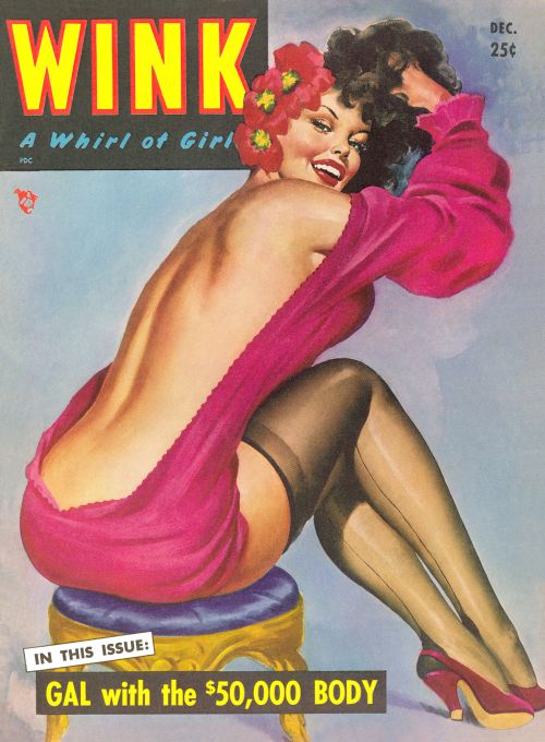 Pin Up - Girl in Fuchsia with Bare Back - Driben - 1951