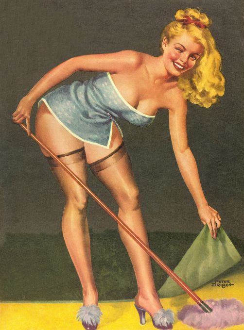 Pin Up - Blonde Maid in Blue Top Stockings - Driben - 1951