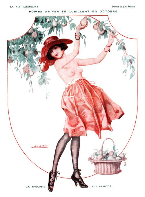 Pin Up - Girl Picks Pears - Fontan - 1918