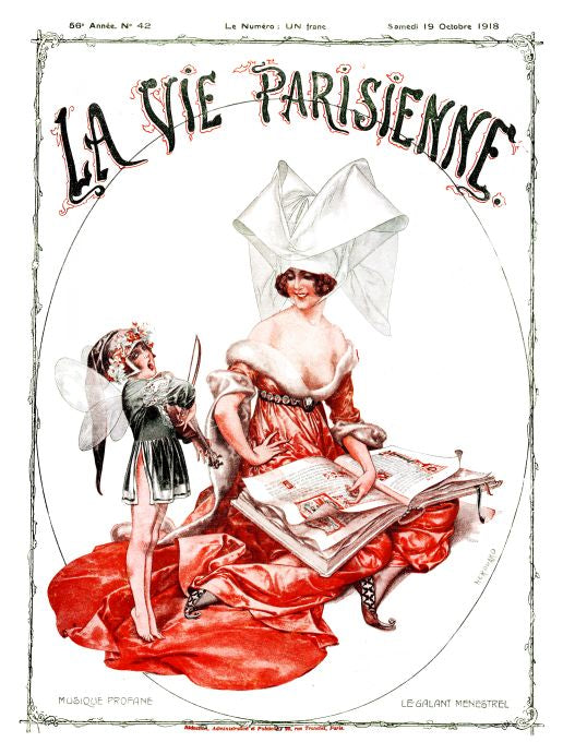 Pin Up - Girl & Music Nymph - Herouard - 1918