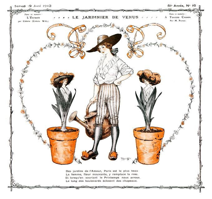 Pin Up - Girl Watering Plants - Herouard - 1913