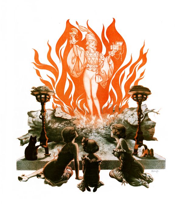 Pin Up - Girl Of Flames & Three Young Girls - Herouard - 1913