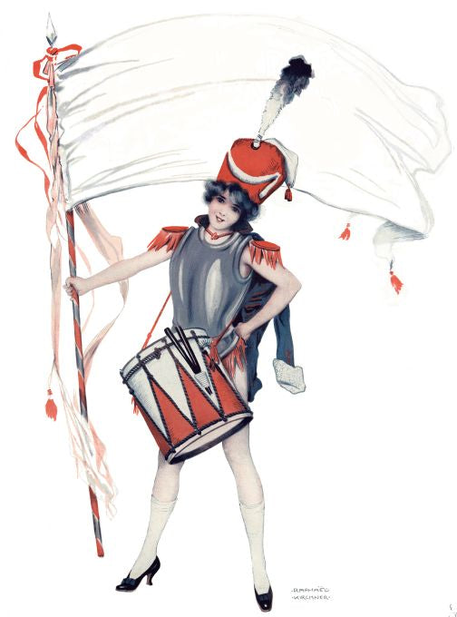 Pin Up - Marching Band Girl w/ Drum - Kirchner - 1913