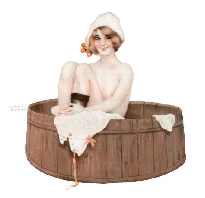 Pin Up - Redhead Girl in Wooden Bathtub - Kirchner - 1913