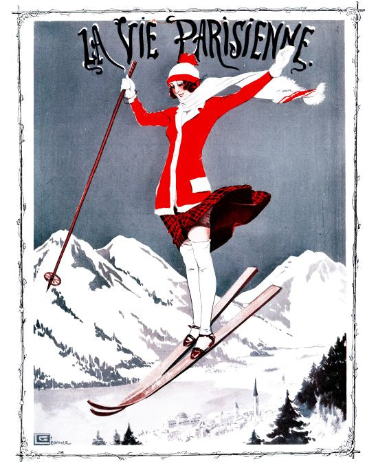 Pin Up - Redhead Skiing - Leonnec - 1914