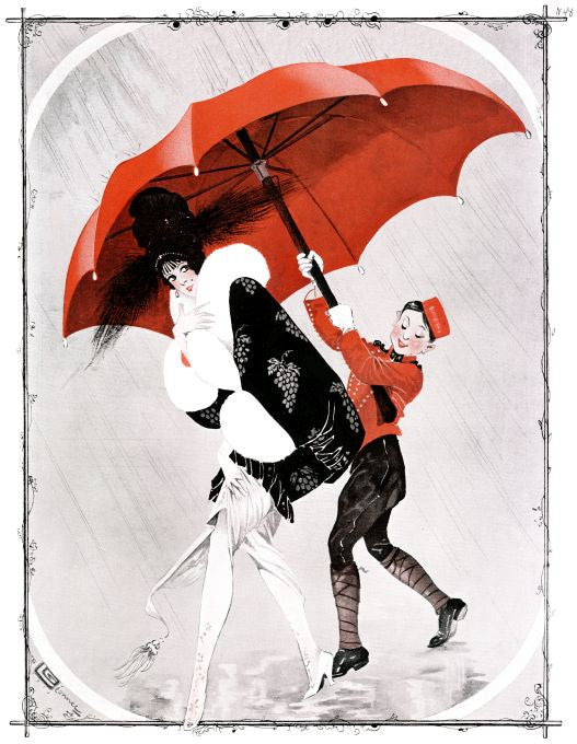 Pin Up - Tall & Small Girls w/Umbrella - Leonnec - 1913