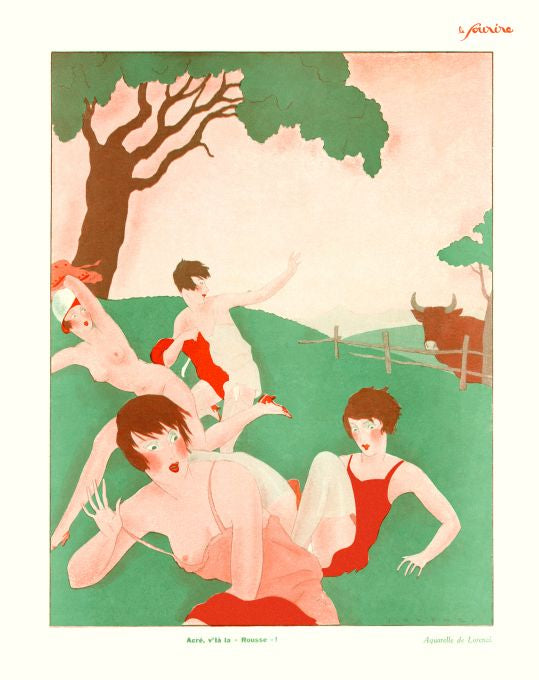 Pin Up - Girls Strip For Bull - Lorenzi - 1929
