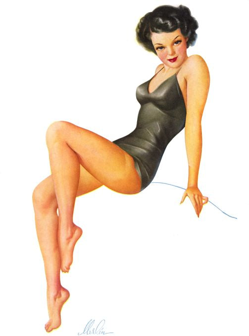 Pin Up - Brunette Girl in Slinky Black Dress - Merlin - 1943