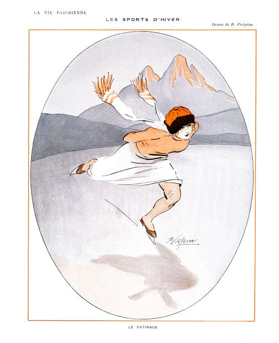 Pin Up - Girl Ice Skating - Prejelan - 1913