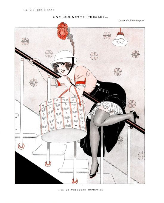 Pin Up - Girl On Rail - Regnier - 1913