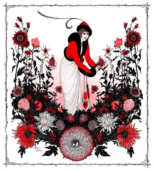 Pin Up - Girl Picks Flowers - Vallee - 1913
