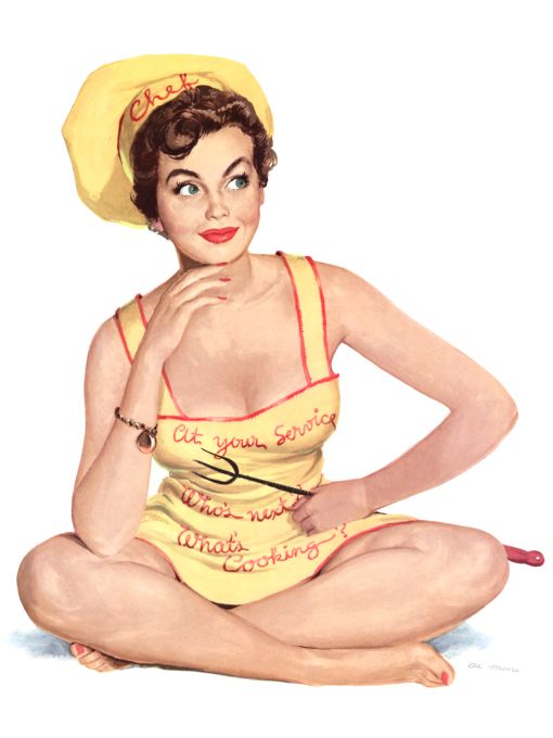 Pin Up - Woman posing in cook outfit and chefs hat - Al Moore