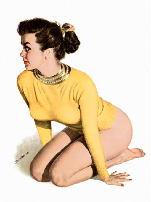 Pin Up - Woman posing in yellow outfit - Al Moore