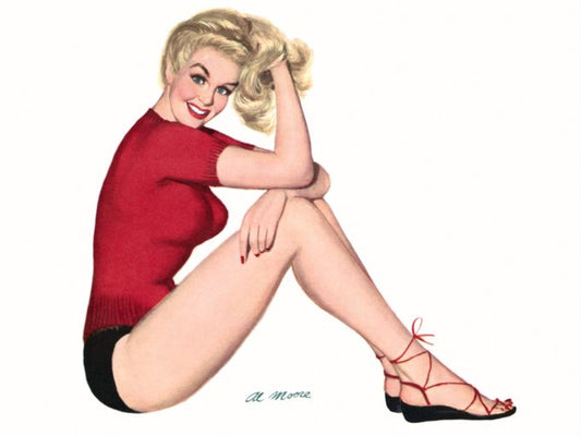 Pin Up - Beautiful Blonded posing in red outfit - Al Moore