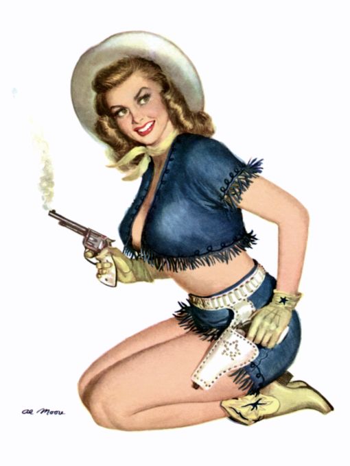 Pin Up - Sexy woman posing in western cowgirl outfit - Al Moore