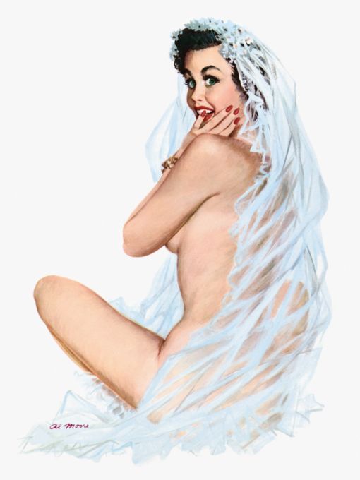 Pin Up - Naked woman wearing white wedding veil - Al Moore