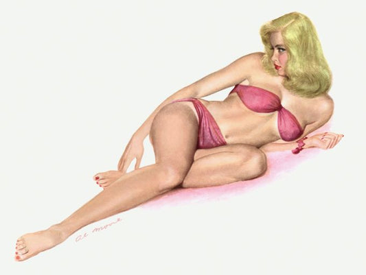 Pin Up - Sexy Blonde posing in pink bikini - Al Moore