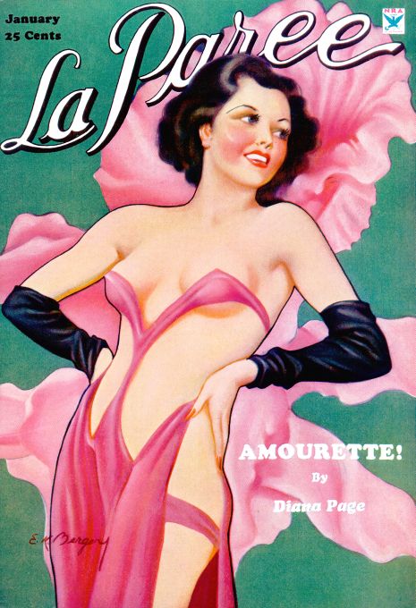 Pin Up - Brunette Girl Slinky Pink - Bergey - 1935