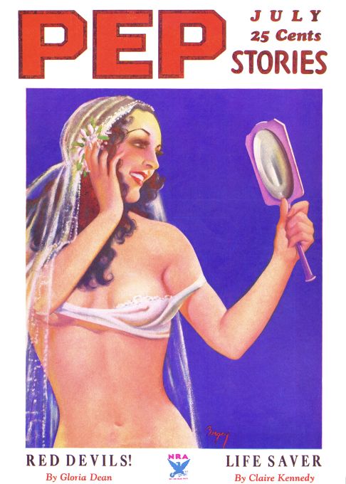 Pin Up - Girl in Bra w/Mirror - Bergey - 1934