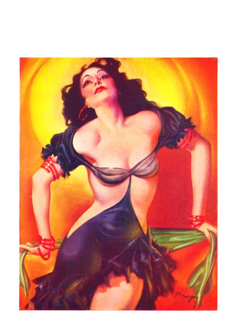 Pin Up - Brunette Dancer Girl in Purple - Bergey - 1934