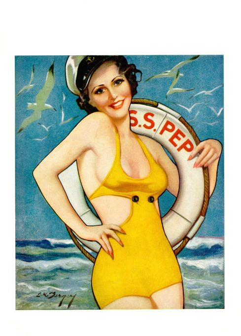 Pin Up - Brunette Sailor Girl in Swimsuit - Bergey - 1935