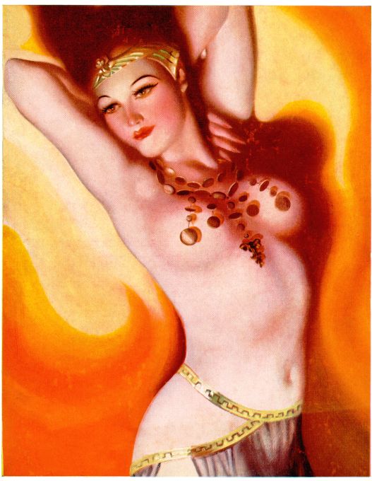 Pin Up - Brunette Girl w/ Tiara & Necklace - Bergey - 1936