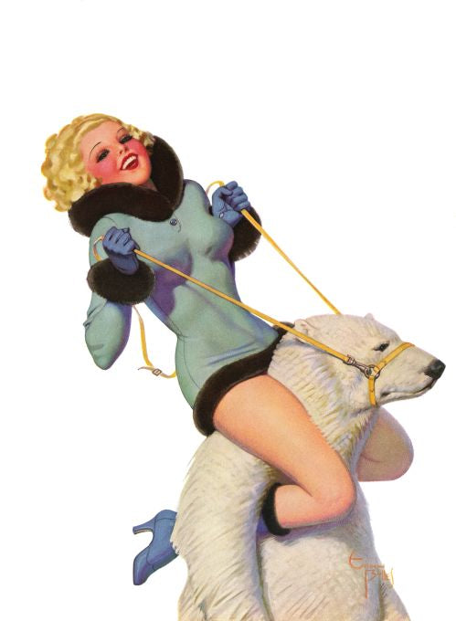 Pin Up - Blonde Girl Riding Polar Bear - Bolles - 1933