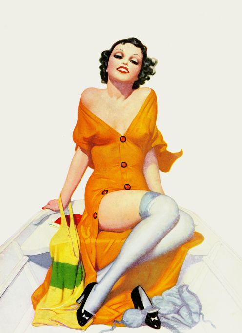 Pin Up - Come Hither Brunette Girl - Bolles - 1936