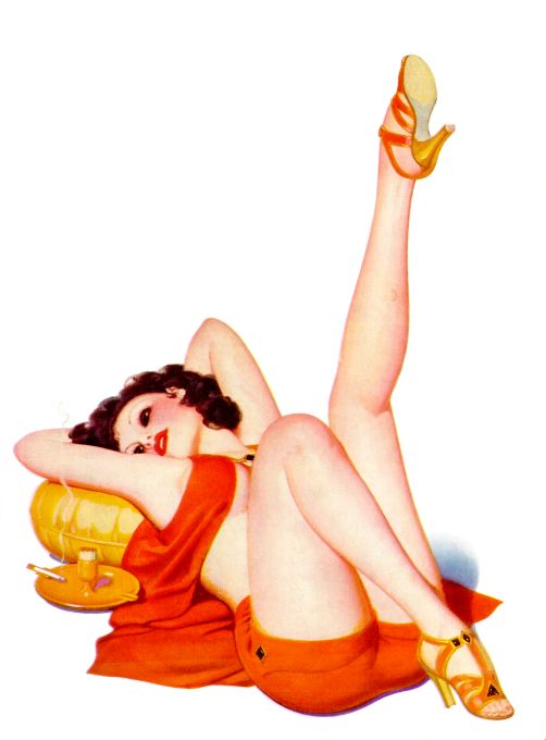 Pin Up - Lounging Brunette Girl - Bolles - 1936