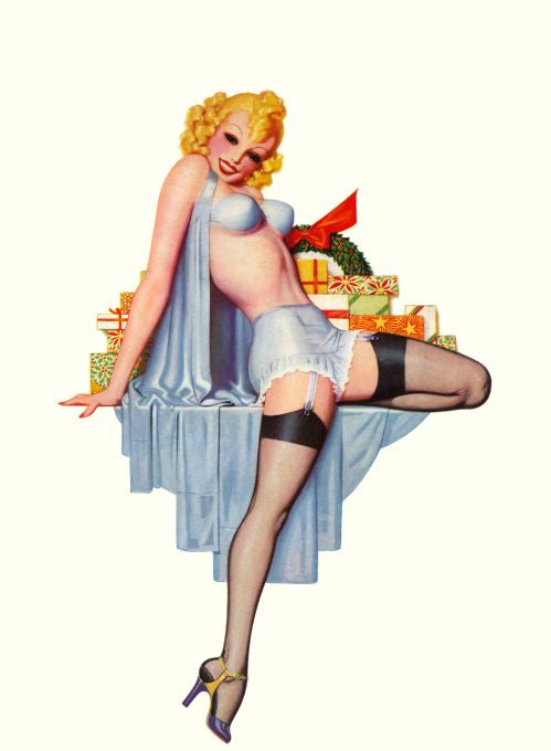 Pin Up - Christmas Blonde Girl in Lingerie - Bolles - 1937