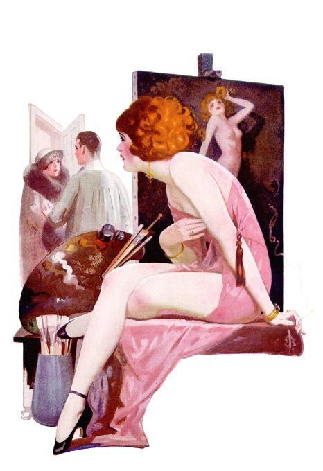 Pin Up - Redhead Mistress Draped in Pink - Bolles - 1924
