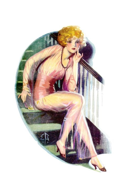 Pin Up - Worried Blonde Girl On Stairs - Bolles - 1925