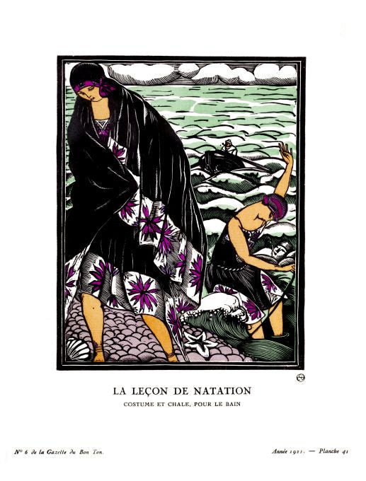 Bon Ton Print - 1921 La Lecon De Natation - Simeon