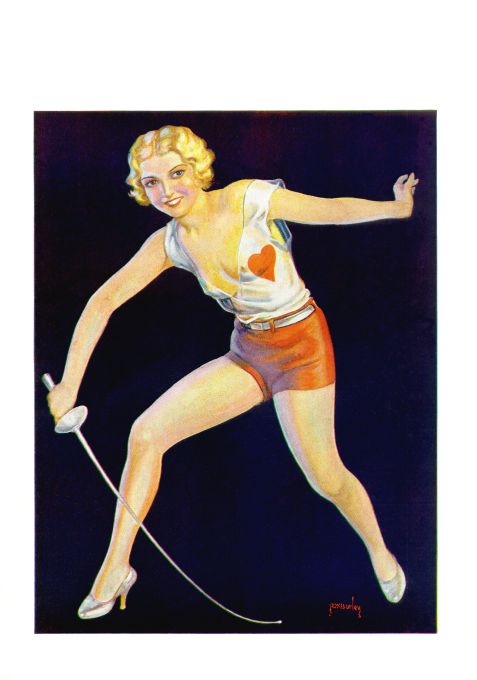 Pin Up - Blonde Girl Fencing - Burley - 1933