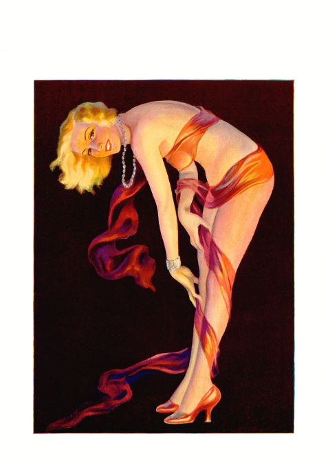Pin Up - Blonde Girl Wrapped in Red Ribbon - Burley - 1933