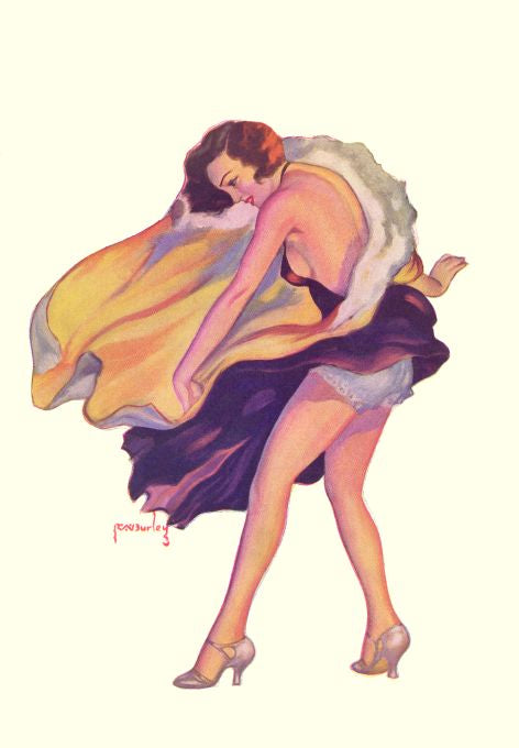 Pin Up - Brunette Girl in Flowing Wind - Burley - 1933
