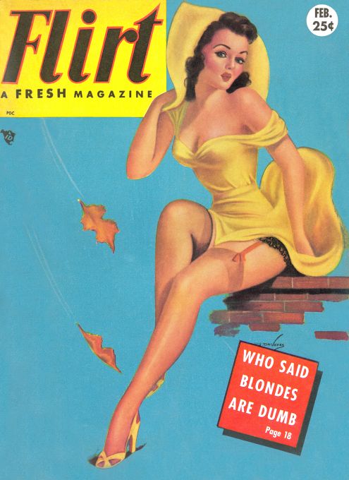 Pin Up - Brunette Girl in Yellow - DeVores - 1954