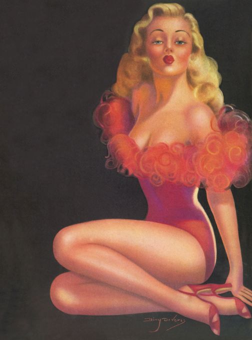 Pin Up - Blonde Showgirl in Red - DeVores - 1945