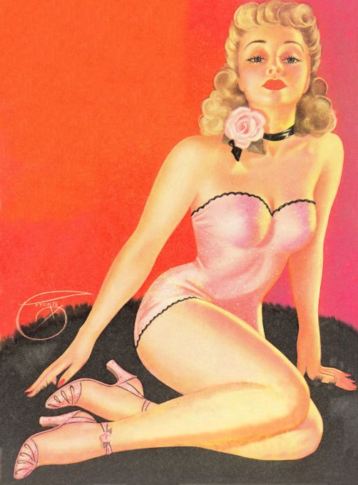 Pin Up - Blonde Showgirl in Pink - DeVores - 1953