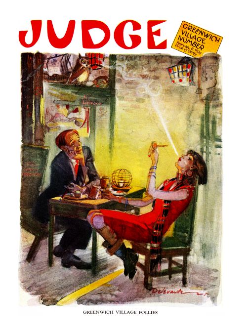 Pin Up - Girl in Red Smoking w/Man - DeLevante - 1926
