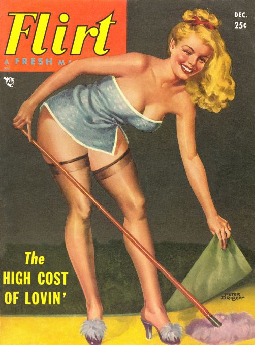 Pin Up - Blonde Girl Maid in Blue - Driben - 1951
