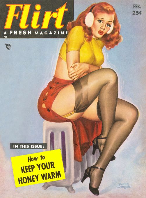 Pin Up - Redhead Girl Freezing - Driben - 1952