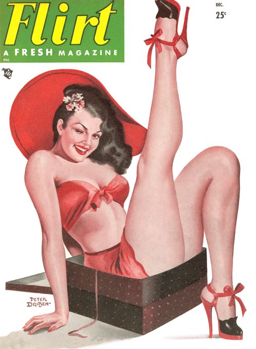 Pin Up - Girl in Box Wearing Red - Driben - 1954