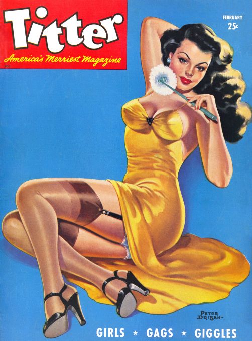 Pin Up - Brunette Girl in Yellow Dress - Driben - 1946