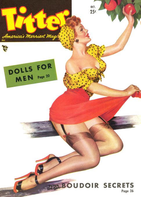 Pin Up - Girl Picking Apples - Driben - 1949