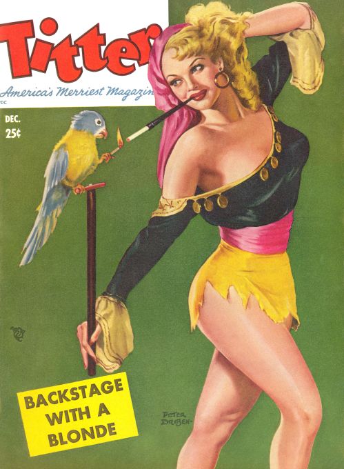 Pin Up - Showgirl Smoking with Parrot - Driben - 1950