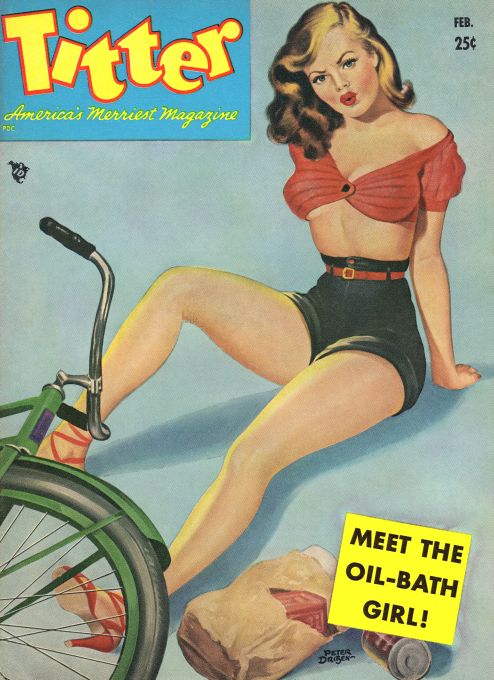 Pin Up - Girl Fell Off Bicycle - Driben - 1951
