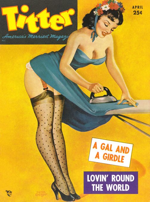 Pin Up - Girl Ironing Her Dress - Driben - 1952