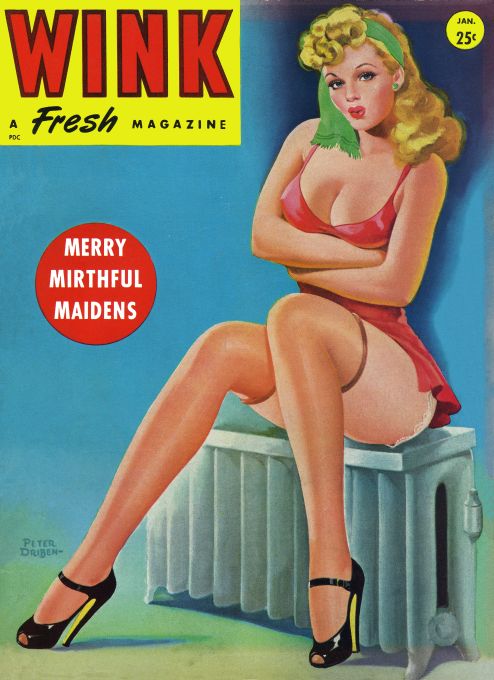 Pin Up - Chilly Girl in Short Red Dress - Driben - 1947