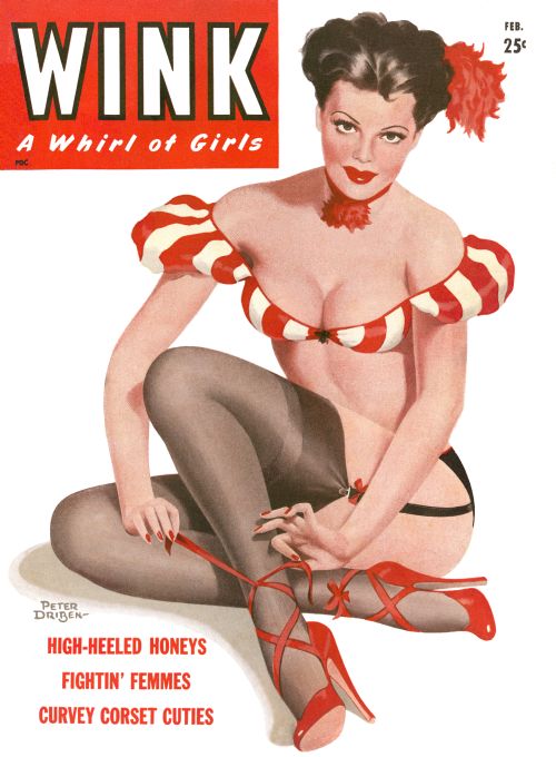 Pin Up - Girl in Red White Stripes - Driben - 1948